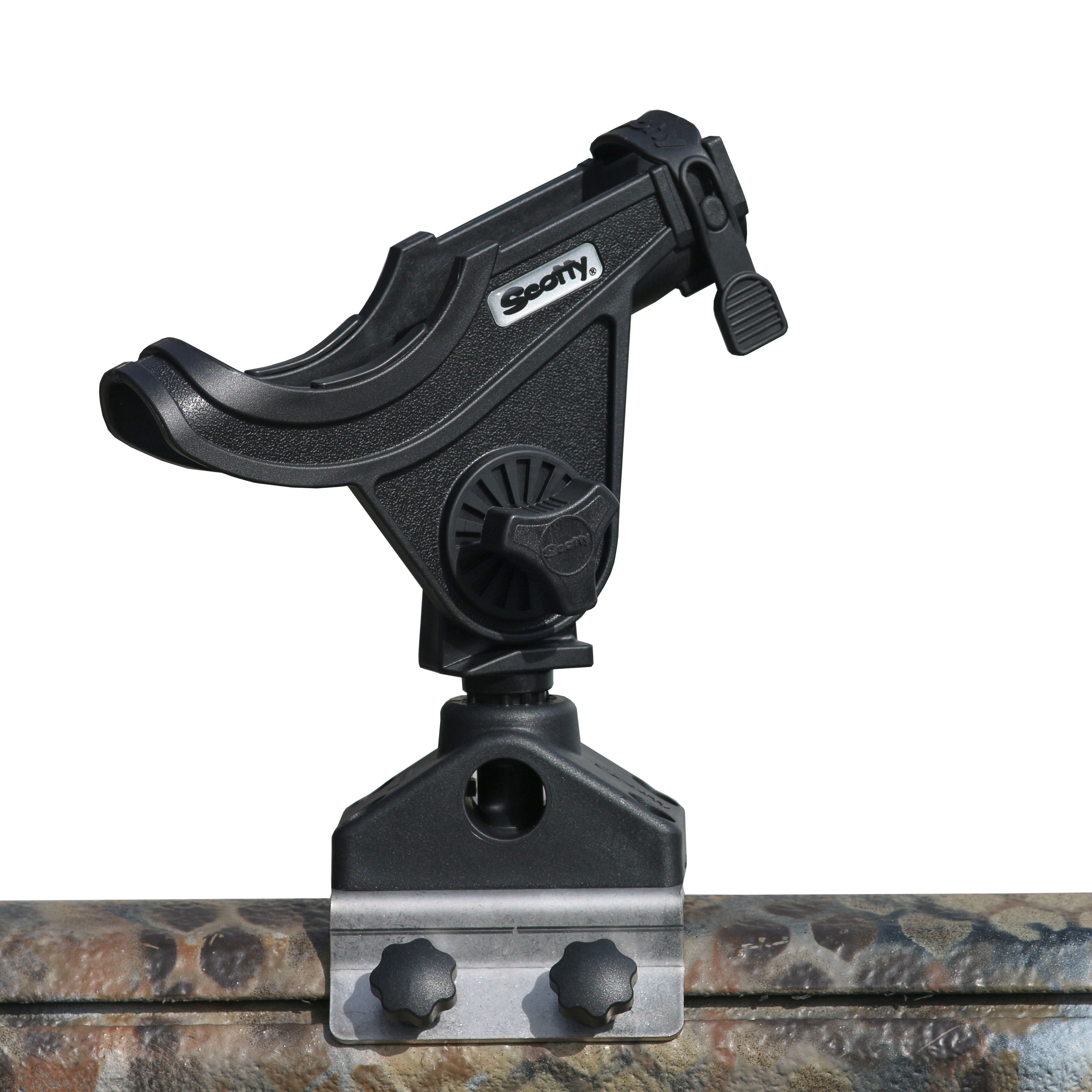 SouthBend Black Metal Clamp-On Boat Fishing Rod Holder - Yancey