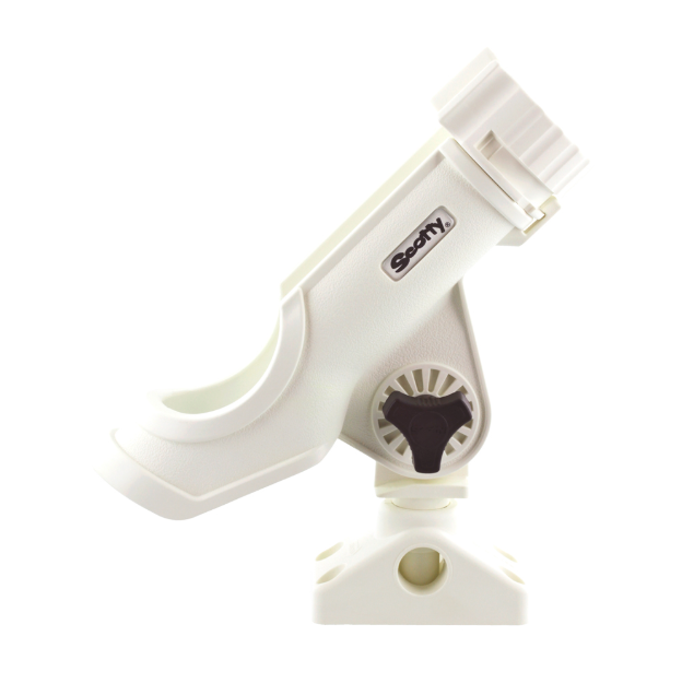 Powerlock Rod Holder - White - With Side/Deck Mount and T Bolt Bracket
