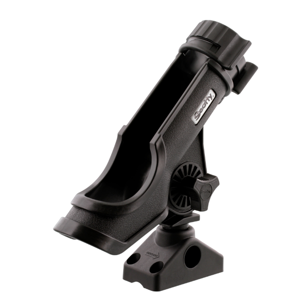 Powerlock Rod Holder - Black - With Side/Deck Mount and T Bolt Bracket