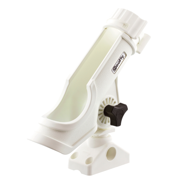 Powerlock Rod Holder - White - With Side/Deck Mount and T Bolt Bracket